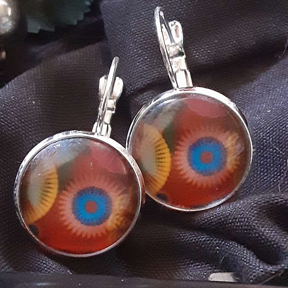 Cabachon Glass Earrings Bohemian Style 😎